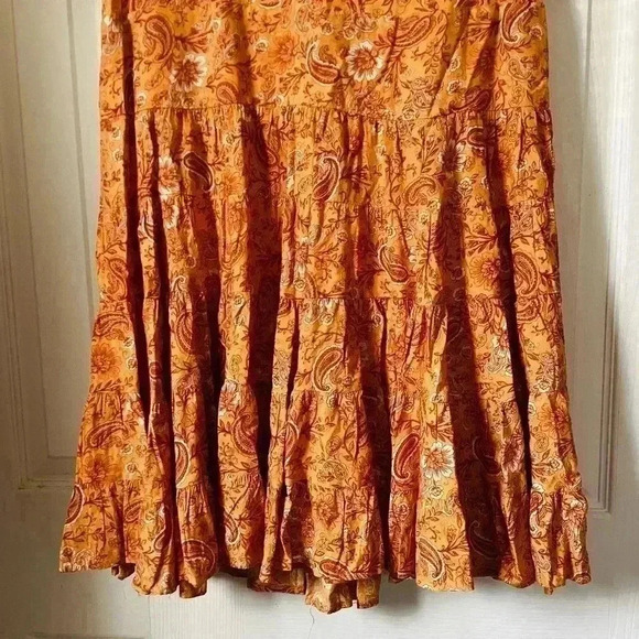 Patrons of Peace NWT Toluca Tiered Orange Paisley Peasant Toluca M - Picture 5 of 11
